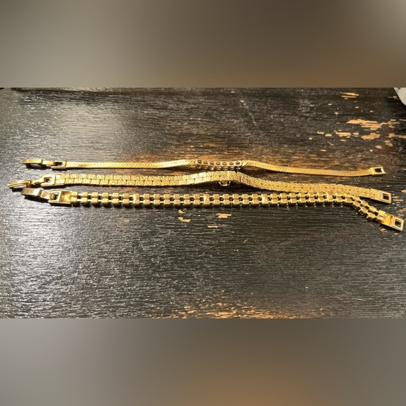 Vintage 3 Bracelet Bundle 💛 Beautiful Shiny Gold & Diamond Look - Picture 9 of 9